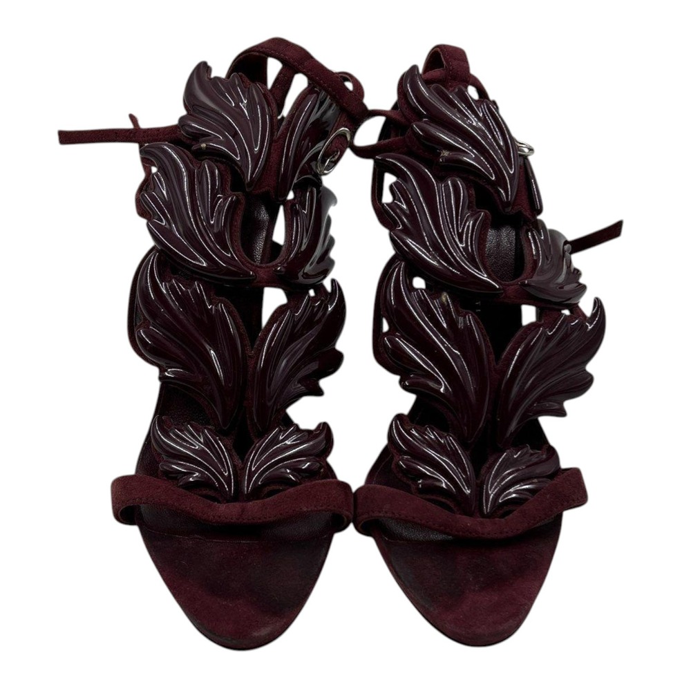 RARE Giuseppe Zanotti Cruel Summer Wing Burgundy Sculptural Stiletto Heel EU 38